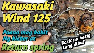 Paano ang tamang pagkabit ng kicker at return spring  Kawasaki wind 125Basic lang ito