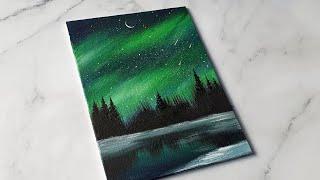 easy way to paint the northern lights  acrylic painting ideas for beginners ️