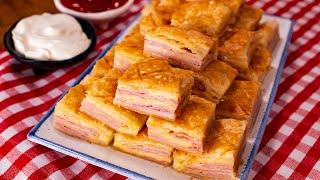 Quick appetizer with ham and cheese