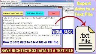 How to save richtextbox data to a text file in visual basic  Export data to a text file or RTF file