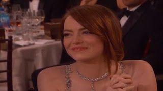 Emma Stone Cries While Ryan Gosling Wins A Golden Globe For ‘La La Land’