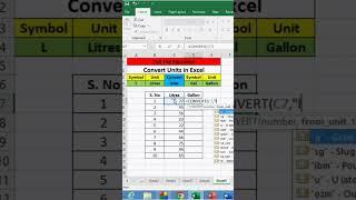 Convert litres into gallon in excel #microsoft #excel #msexcel #shorts #computer #education