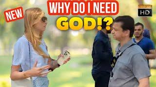 Why do I need God? Mansur Vs Atheist Girl  Speakers Corner  Hyde Park