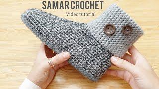 كروشيه سليبرنسائى او رجالى لأى مقاسكيفية إضافة نعل خارجى بأسهل طريقة How make crochet slipper sole