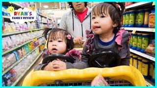 Emma and Kate Pick our Grocery Shopping Healthy or not with Ryan Kid Size Shopping Cart