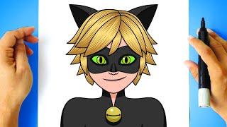 How to DRAW CAT NOIR step by step - Miraculous Ladybug