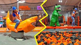 Trampoline Park and Dinosaurs  Dino fun for Kids