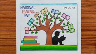 How to Draw Reading Day Drawing  Vayana Dinam Poster Drawing  National Reading Day Poster Drawing