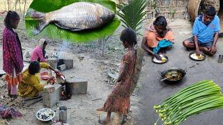 Tribal CHILDREN PICNIC & fish cooking recipe  Indian santali tribe people eating fish curry recipe
