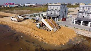 Great team work Land filling up Full Video Processing working by Bulldozer SHANTUi & Dump trucks