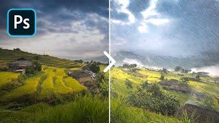 How to create rain effect in in 2 minutes in Photoshop