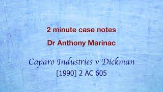 Caparo v Dickman Duty of Care