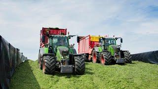 Gras oprapen  Fendt 728 + 2x Fendt 724 + Fendt 716  Kaasboerderij Verweij