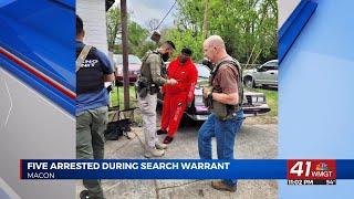 5 arrested after investigators execute search warrant in east Macon