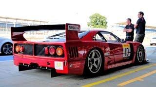 Ferrari F40 LM startup track flybys + flames