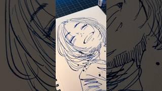 Anime girl ink drawing #drawing #anime #asmr