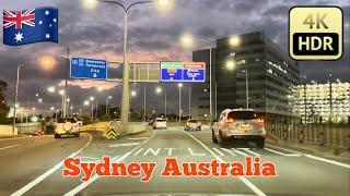 Sydney4K HDR City Suburbs  Driving Tour International Airport syd To Domestic Airport T2 T3