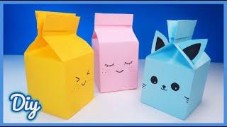 Diy Cajas de leche de papel origami cajitas de regalo kawaii fácil caja de animales