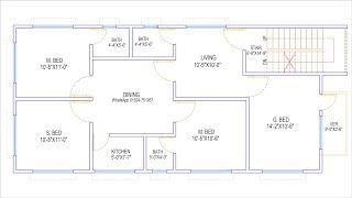 HOUSE PLAN DESIGN  EP 284  1000 SQUARE FEET 4 BEDROOMS HOUSE PLAN  LAYOUT PLAN