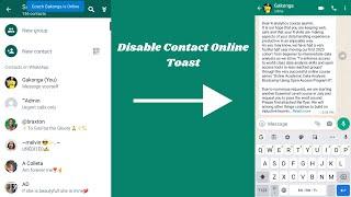 Disable Contact Online Toast GB WhatsApp- But Not Online Status