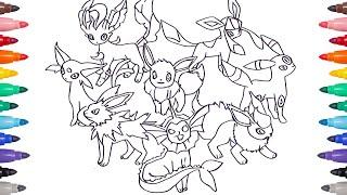 Coloring Eevee Evolutions - Pokemon coloring pages
