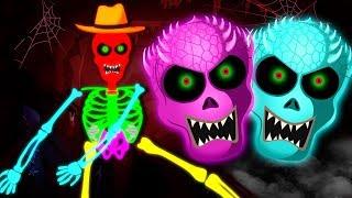 Fun Glowing Colorful Skeletons Dancing - Midnight Fun With Skeletons Finger Family and More Songs