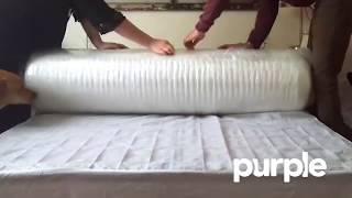 Purple Mattress Unboxing - Satisfying Unrolling and Expansion