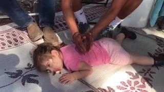 Little girl gets massage so cute