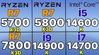 r7 5700x3d vs r7 5800x3d vs R7 7800x3d vs i5 14600k vs i7 14700k vs i9 14900k  Ryzen 5700x3d Test