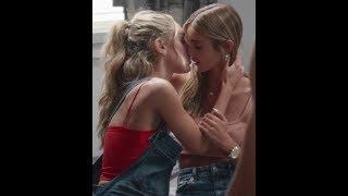 Cute Teen High School Blonde Girls Lesbian Kiss Scene In Bed In Front of Boyfriend