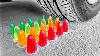 Best Crushing Things With Car Car vs Colored Jelly & Slime  Running Over Stuff With A Car ASMR