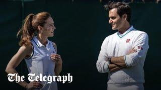 The Princess of Wales and Roger Federer celebrate Wimbledons Ball Boys and Girls