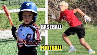 FIRST 7 on 7 FOOTBALL PRACTICE and BASEBALL BATTING PRACTICE ️
