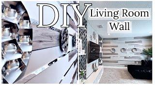 UNBELIEVABLE DIY WALL DESIGN USING FLOOR COVERING IN THE LIVING ROOM