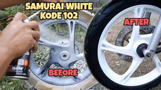 REPAINT VELG MOTOR MIO PAKAI SAMURAI PAINT WARNA PUTIH KODE 102 WHITE ..