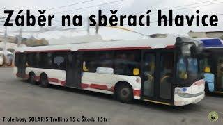 Záběr na sběrací hlavice trolejbusu v Pardubicích