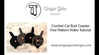 Crochet Cat Butt Coaster Free Pattern Video Tutorial