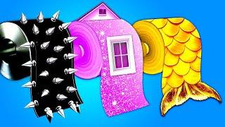 Wednesday VS Enid VS Mermaid One Colored House Challenge  Funny Moments & Fantastic Art Gadgets