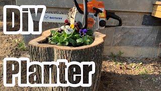 Log Flower Planter