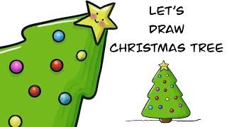 Christmas Drawings - How to Draw Christmas Tree Step by Step - Digital Art for kids