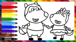 Dibuja y Colorea A Wolfoo Y Lucy  Dibujos Para Niños