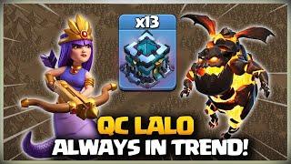 AFTER UPDATE Th13 Queen Charge LaLo  TH13 QC LALO  Th13 LAVALOON Attack - Best Th13 3 Star Attack