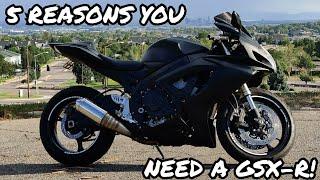 5 REASONS YOU SHOULD BUY A GSXR  SUZUKI GSX-R 600 REVIEW  BEGINNER RIDER  BEST 2ND MOTORCYCLE