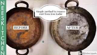 Easiest way to remove rust from iron kadai pan