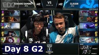 Edward Gaming vs Cloud 9  Day 8 Main Group Stage S7 LoL Worlds 2017  EDG vs C9 G2