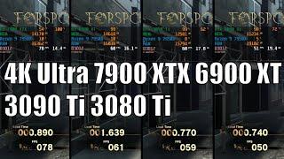 Forspoken 4k Ultra Preset Benchmark Comparison 7900 XTX vs 6900 XT vs 3090 Ti vs 3080 Ti