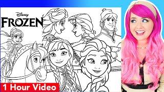 Coloring Frozen Elsa Anna Kristoff & Olaf Coloring Pages  1 Hour Disney Frozen Coloring Videos