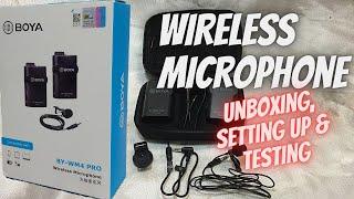 Wireless microphone review  Boya BY-WM4 PRO-K1  unboxing set up and testing 