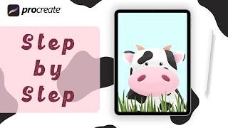 Procreate Step by Step Tutorial - Cute Cow