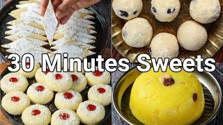 4 indian sweets recipes in just 30 mins for festival celebrations  quick & easy dessert recipes